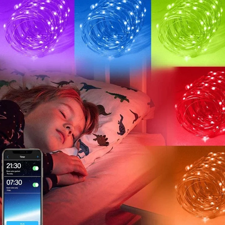 Christmas Decoration RGB Copper Wire String Light Bluetooth Mobile APP Control, Length: 10m 100 LEDs - Image 6