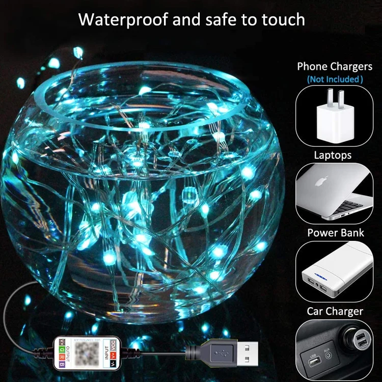 Christmas Decoration RGB Copper Wire String Light Bluetooth Mobile APP Control, Length: 10m 100 LEDs - Image 7