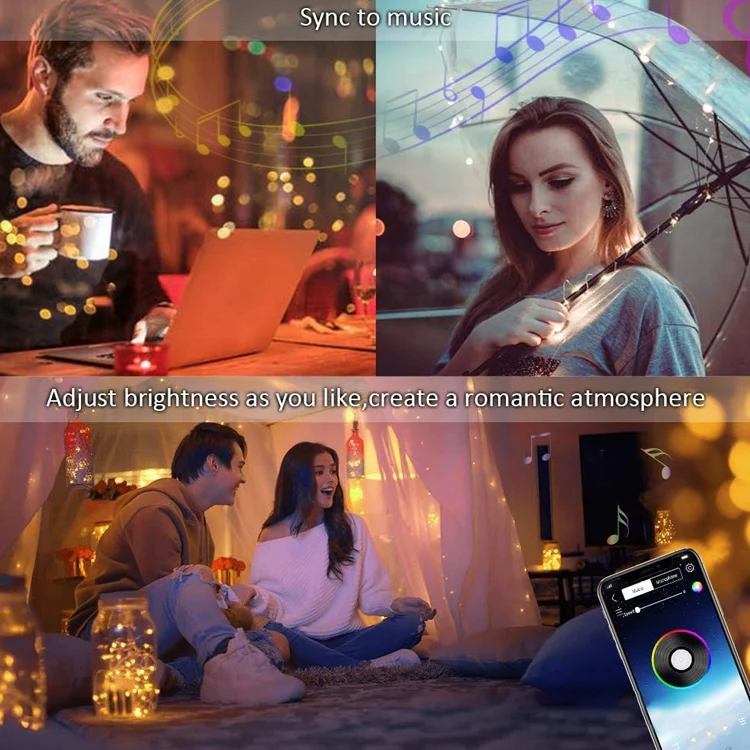 Christmas Decoration RGB Copper Wire String Light Bluetooth Mobile APP Control, Length: 2m 20 LEDs - Image 5