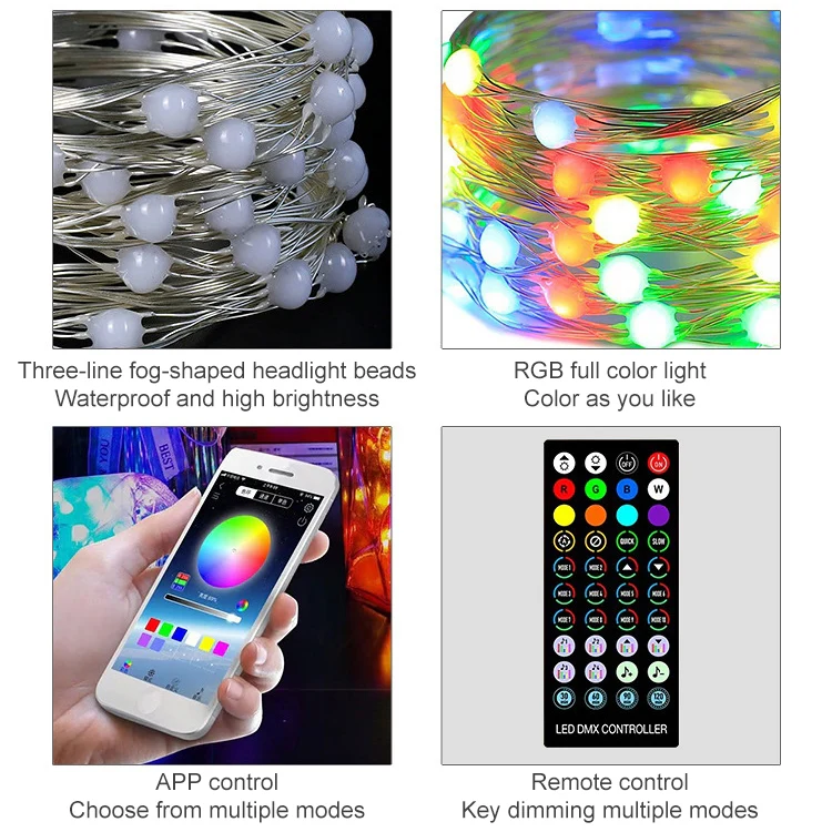 Christmas Decoration USB Copper Wire String Light Bluetooth Mobile APP Control, Length: 10m 100 LEDs - Image 3
