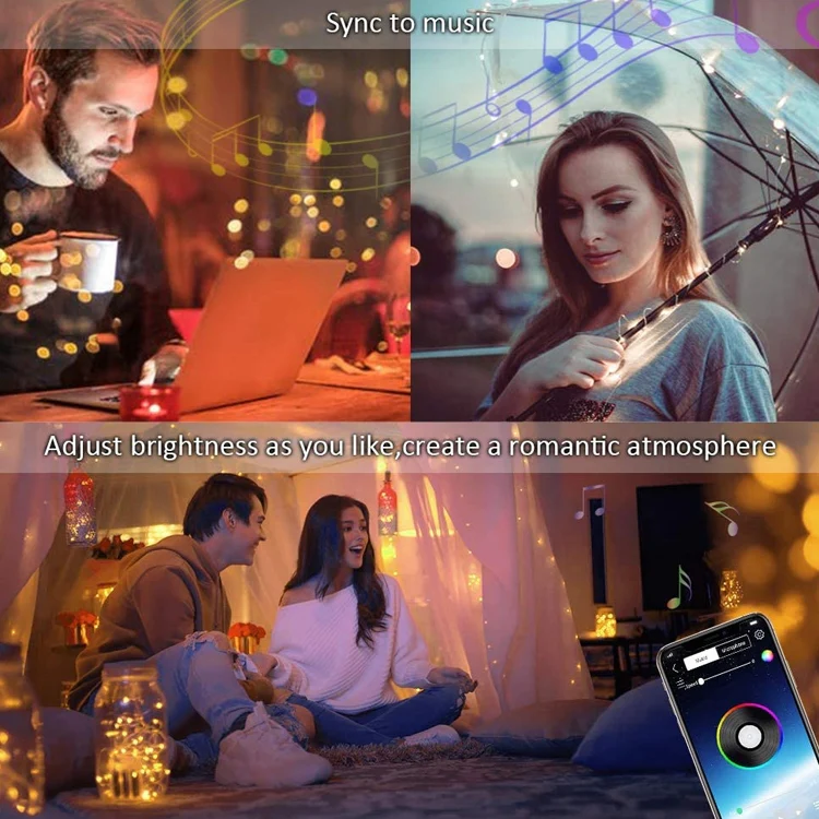 Christmas Decoration USB Copper Wire String Light Bluetooth Mobile APP Control, Length: 10m 100 LEDs - Image 6