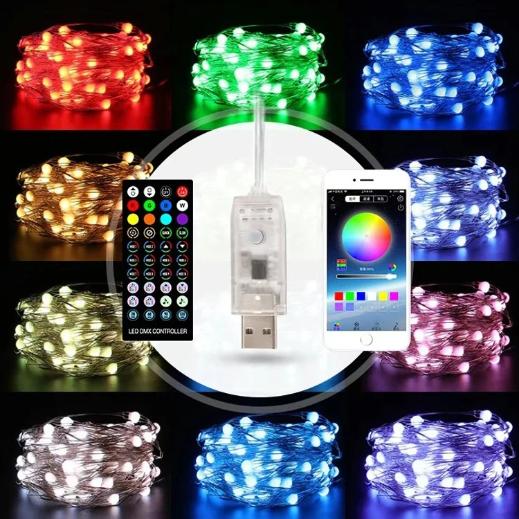 Christmas Decoration USB Copper Wire String Light Bluetooth Mobile APP Control, Length: 10m 100 LEDs - Image 7