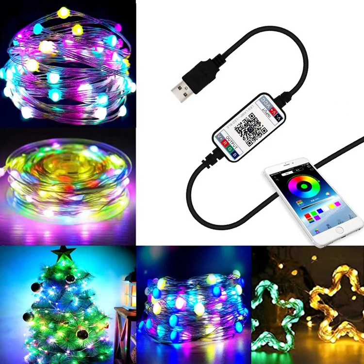 Christmas Decoration USB Copper Wire String Light Bluetooth Mobile APP Control, Length: 20m 200 LEDs - Image 2