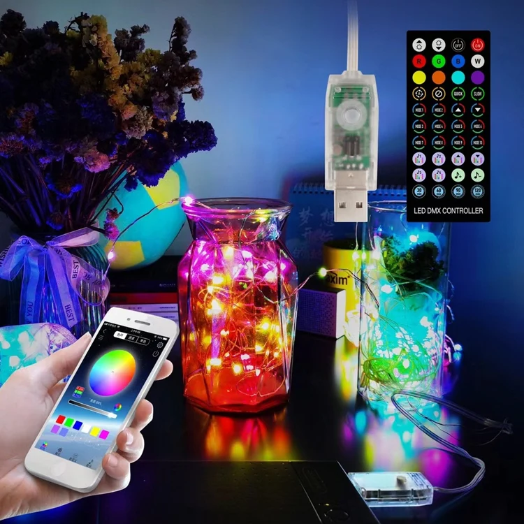 Christmas Decoration USB Copper Wire String Light Remote Controller & Bluetooth Mobile APP Control, Length: 5m 50 LEDs - Image 5