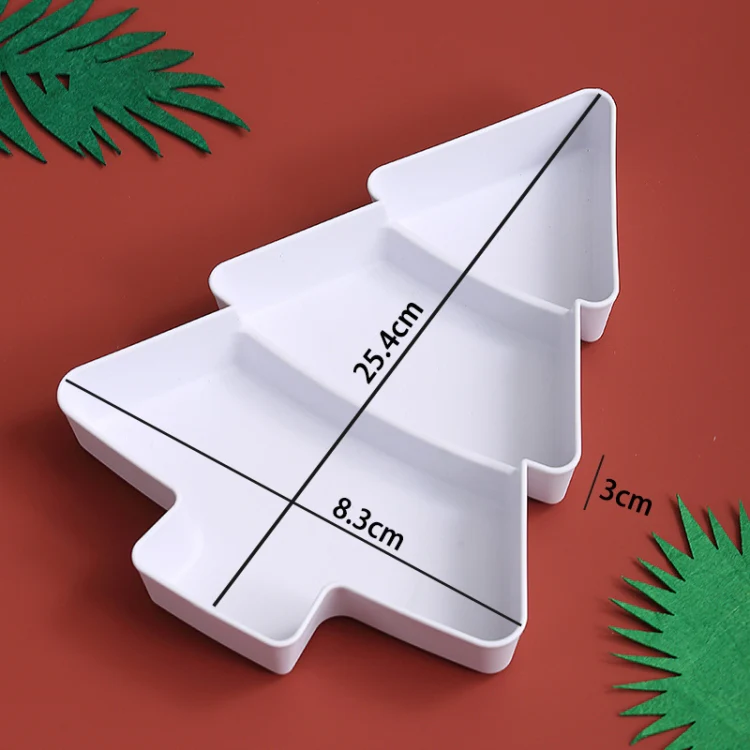 Christmas Tree Shape Fruit Discs Compartmentalized Home Snack Dish Plastic Candy Dried Fruit Melon Seed Organizer(Red) - Image 2