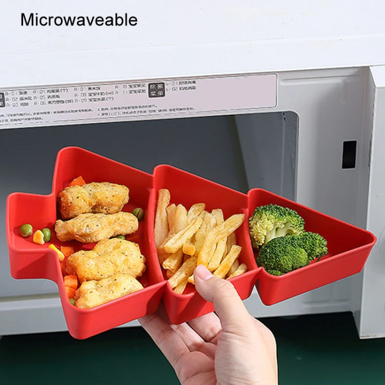 Christmas Tree Shape Fruit Discs Compartmentalized Home Snack Dish Plastic Candy Dried Fruit Melon Seed Organizer(Red) - Image 7
