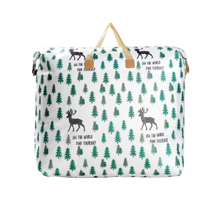Clothes Quilt Storage Bag Large Capacity Waterproof Moistureproof Moving Luggage Bag, Style: 120L Extra Large Elk