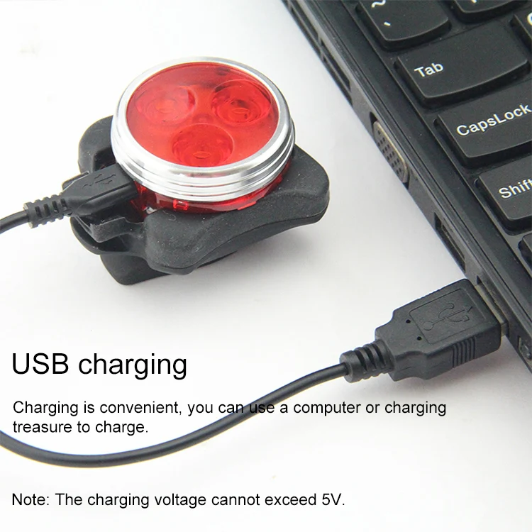 COB Lamp Bead 160LM USB Charging Four-speed Waterproof Bicycle Headlight / Taillight Set, Red Blue Light Dimming 650MA - Image 5