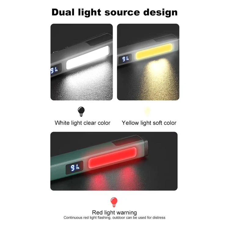 COB Pen Clip Light USB Rechargeable Auto Repair Work Light Strong Magnetic Adhesion Flashlight(Dark Green) - Image 3