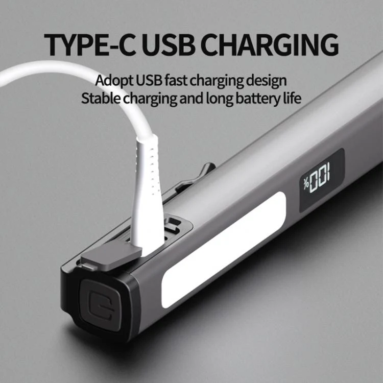 COB Pen Clip Light USB Rechargeable Auto Repair Work Light Strong Magnetic Adhesion Flashlight(Gray) - Image 5