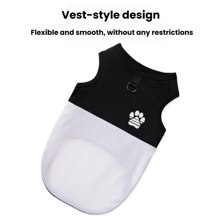 Color Block Dog Vest With Paw Print, Breathable Mesh Pet Harness Vest With Leash Attachment, Size: XL(White) - Image 5