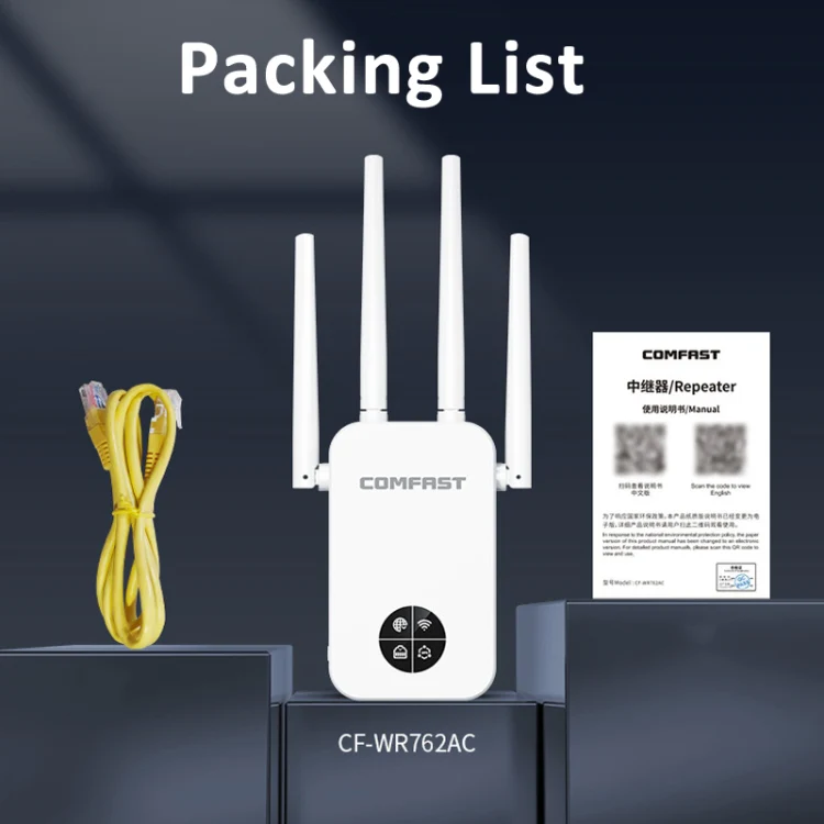 COMFAST 762AC 1200Mbps WiFi Signal Booster Dual Band WiFi Repeater with OLED Display Screen - Image 14