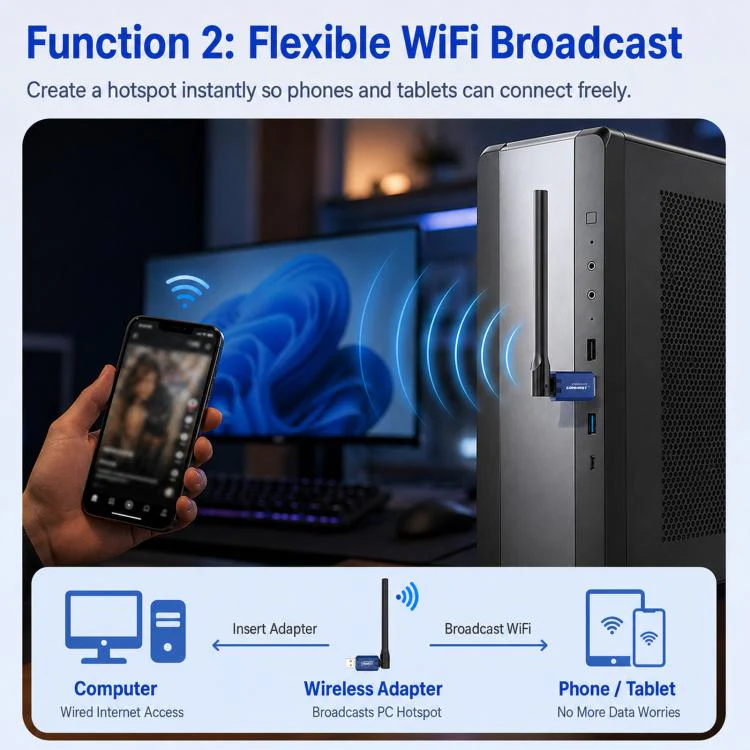 COMFAST CF-733BF WiFi 6 Bluetooth 5.4 USB Adapter AX900 Dual Band Wireless Network Card - Image 4