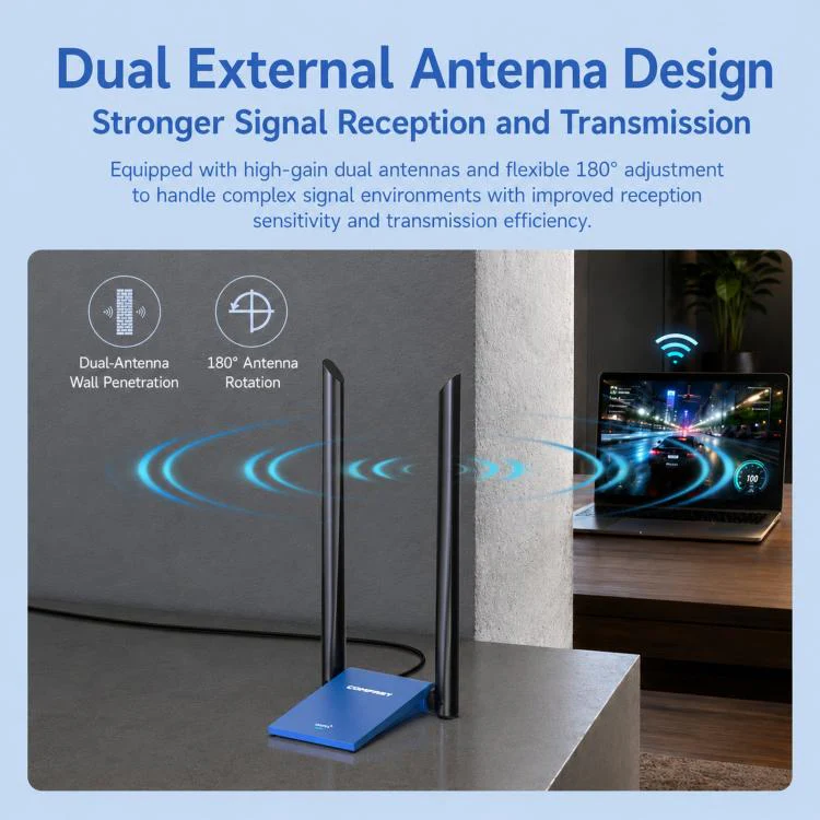 COMFAST CF-735BF WiFi 6 USB Adapter AX1800 Dual Band Wireless Network Card With Bluetooth 5.4 - Image 8