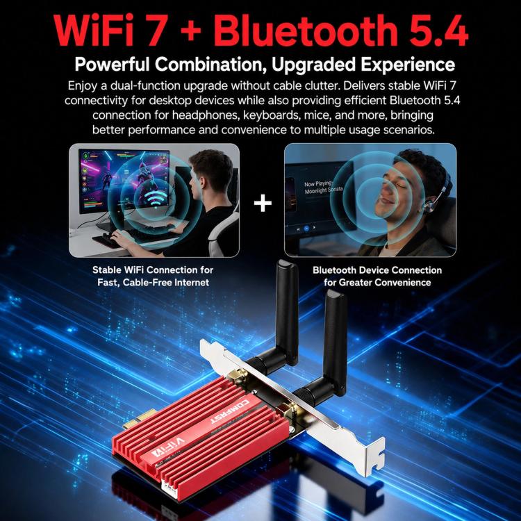 COMFAST CF-BE930 Pro BE9300 WiFi 7 PCIe Card Bluetooth 5.4 Tri-Band Desktop Wireless Adapter - Image 4