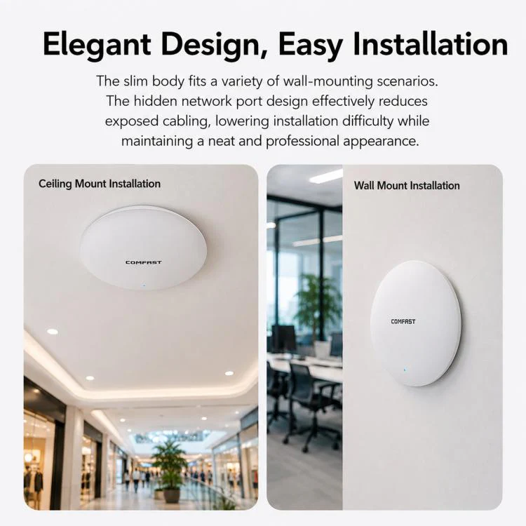 COMFAST CF-E373BE WiFi 7 BE3600 Ceiling Wireless Access Point With Dual 2.5G WAN/LAN Ports Dual Band PoE AP(US Plug) - Image 12