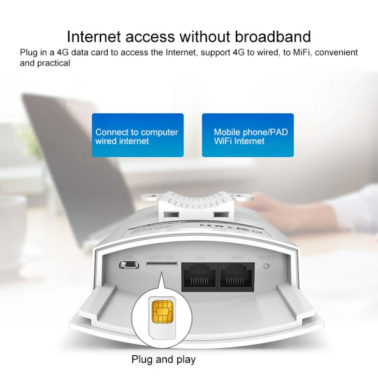 COMFAST CF-E5 300Mbps 4G Outdoor Waterproof Signal Amplifier Wireless Router Repeater WIFI Base Station with 2 Antennas, Asia Pacific Version - Image 5