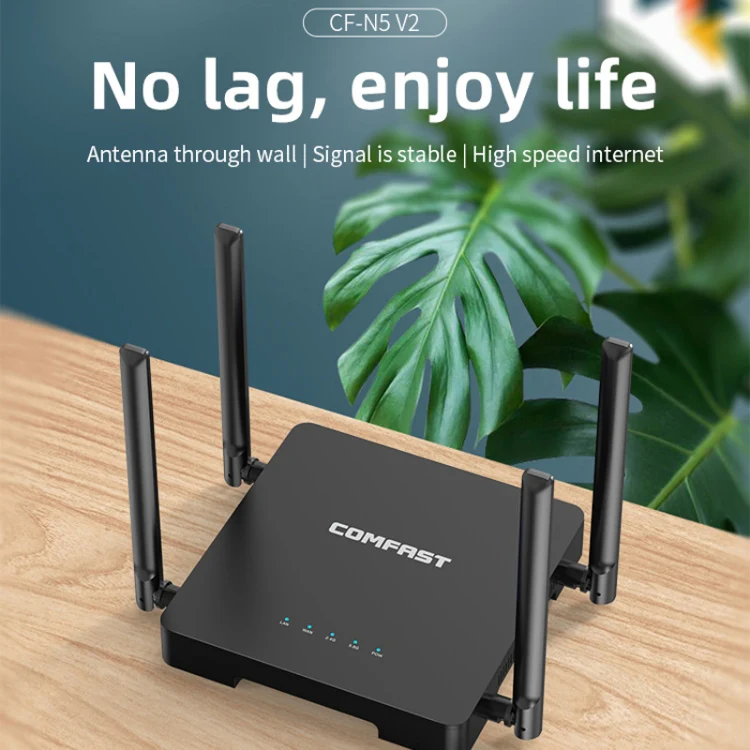 COMFAST CF-N5 V2 1200Mbps WiFi6 Dual Band Wireless Router With Gigabit Ethernet Port, 4x5dBi Antenna(US Plug) - Image 2