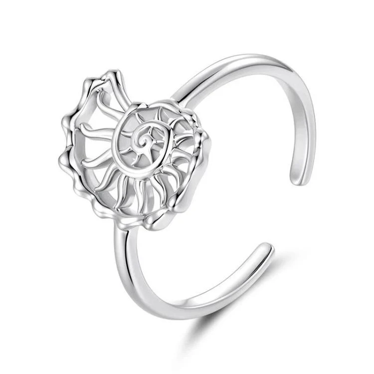 Copper Plated With White Gold Adjustable Ocean Life Opening Ring(YIR304-E)