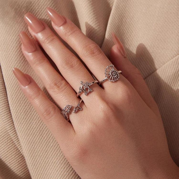 Copper Plated With White Gold Adjustable Ocean Life Opening Ring(YIR304-E) - Image 5