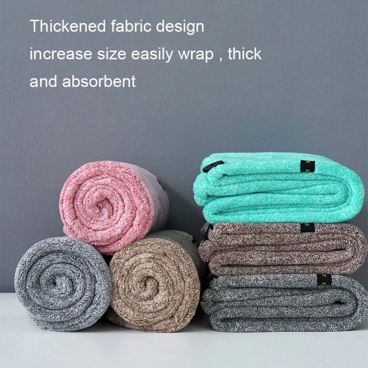 Coral Velvet Quick Dry Absorbent Hair Dryer Hat Plus Thicken Shower Cap Hotel Household Wrap Head Towel(Dark Gray) - Image 3