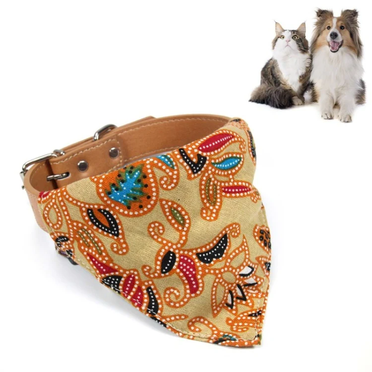 Cotton Pet Bib Cat Headband Dog Saliva Towel, Size:L(Khaki)