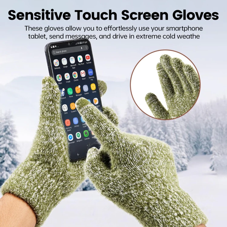 Couple Winter Hat Scarf Gloves 3 In 1 Set Thick Wool Knitted Warm Set(Red) - Image 5