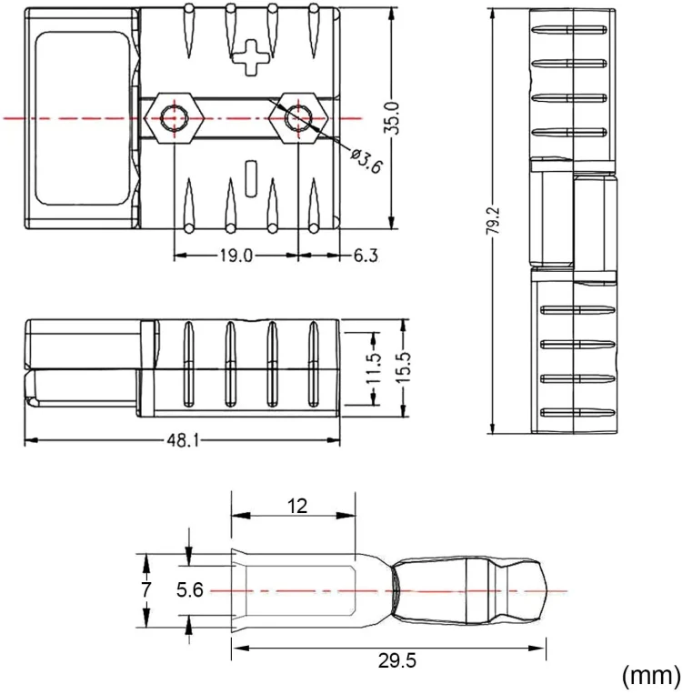 CP-0242-01 50A 600V AC/DC Towing Winch Quick Connect Systems Wire Harness Plug - Image 4