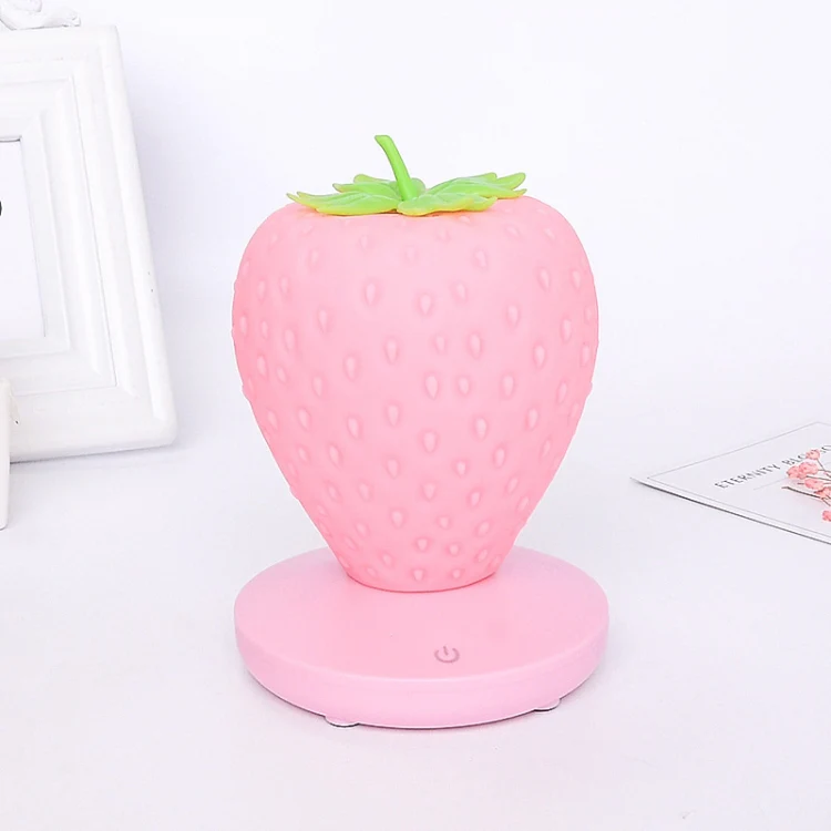 Creative Home LED Silicone Strawberry Night Light USB Rechargeable Bedside Decoration Atmosphere Light(Pink) - Image 2