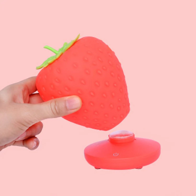 Creative Home LED Silicone Strawberry Night Light USB Rechargeable Bedside Decoration Atmosphere Light(Pink) - Image 5