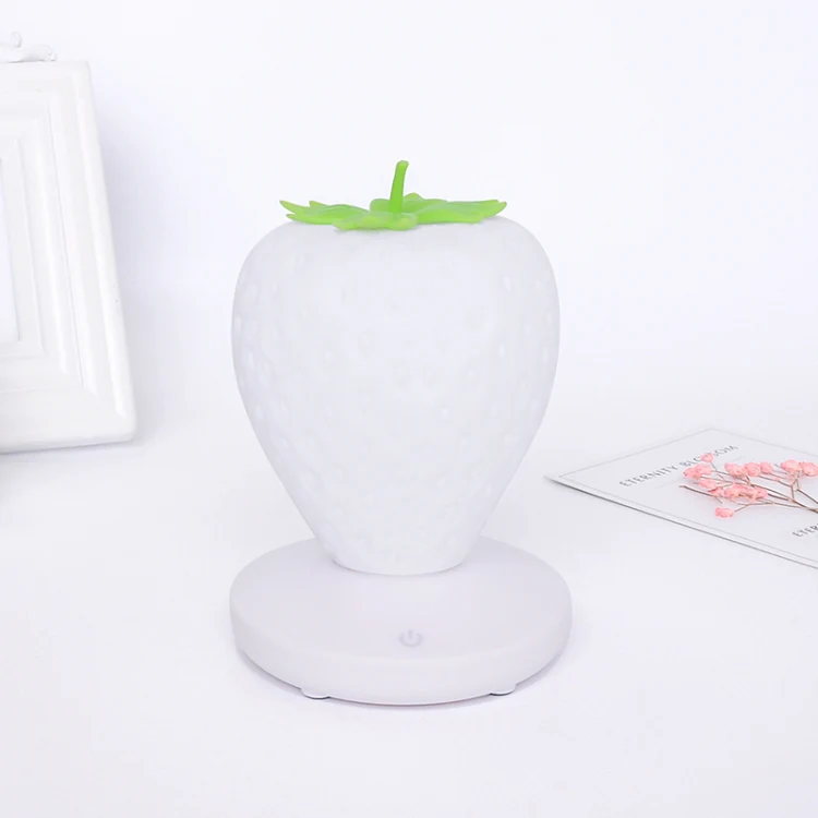 Creative Home LED Silicone Strawberry Night Light USB Rechargeable Bedside Decoration Atmosphere Light(White) - Image 2