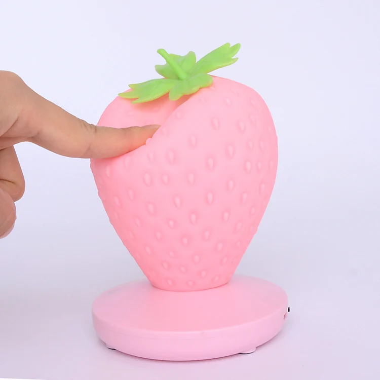 Creative Home LED Silicone Strawberry Night Light USB Rechargeable Bedside Decoration Atmosphere Light(White) - Image 3