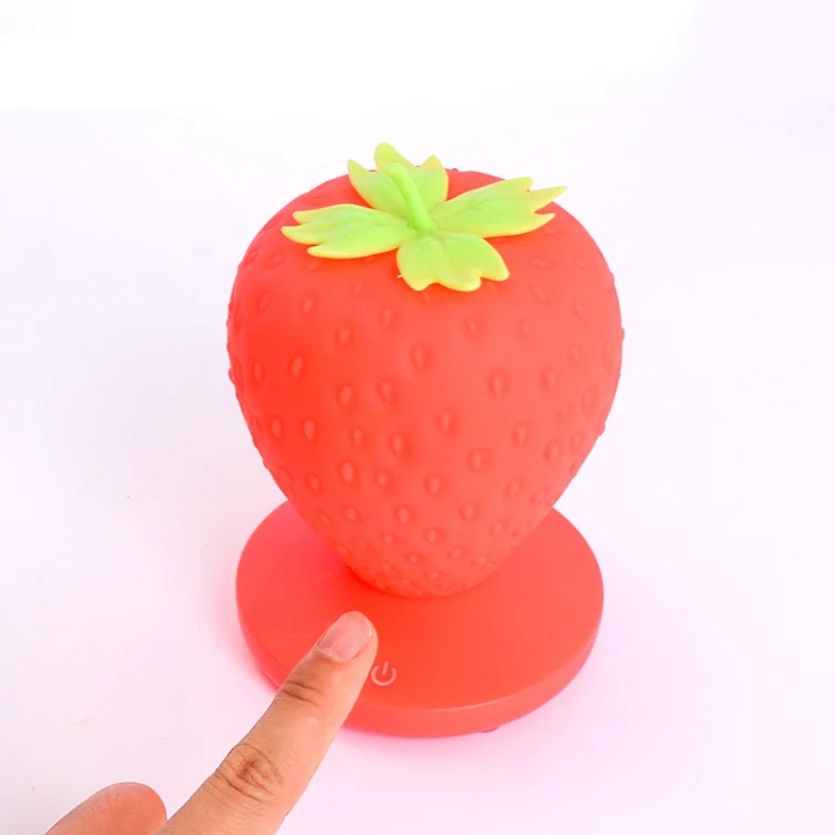 Creative Home LED Silicone Strawberry Night Light USB Rechargeable Bedside Decoration Atmosphere Light(White) - Image 4
