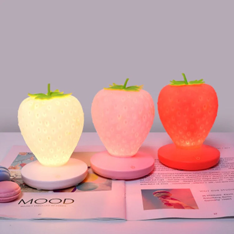 Creative Home LED Silicone Strawberry Night Light USB Rechargeable Bedside Decoration Atmosphere Light(White) - Image 6