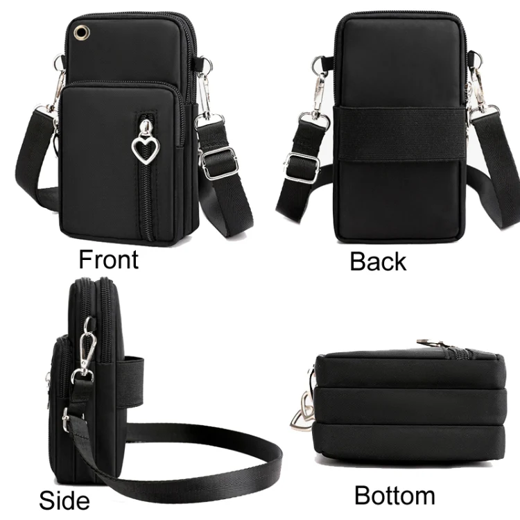 Crossbody Mobile Phone Bag Vertical Wallet Wrist Pouch With Arm Band for Women, Style: Black - Image 3