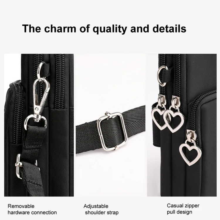 Crossbody Mobile Phone Bag Vertical Wallet Wrist Pouch With Arm Band for Women, Style: Black - Image 7
