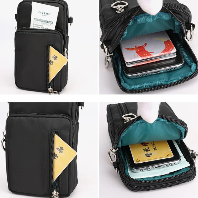 Crossbody Mobile Phone Bag Vertical Wallet Wrist Pouch With Arm Band for Women, Style: Black - Image 8