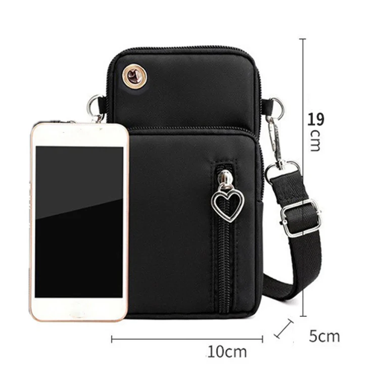 Crossbody Mobile Phone Bag Vertical Wallet Wrist Pouch With Arm Band for Women, Style: Rose Red - Image 10