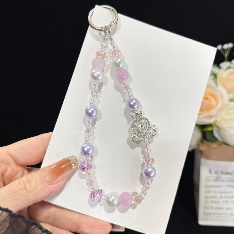 Crown & Heart Bead Crystal Chain(Purple)