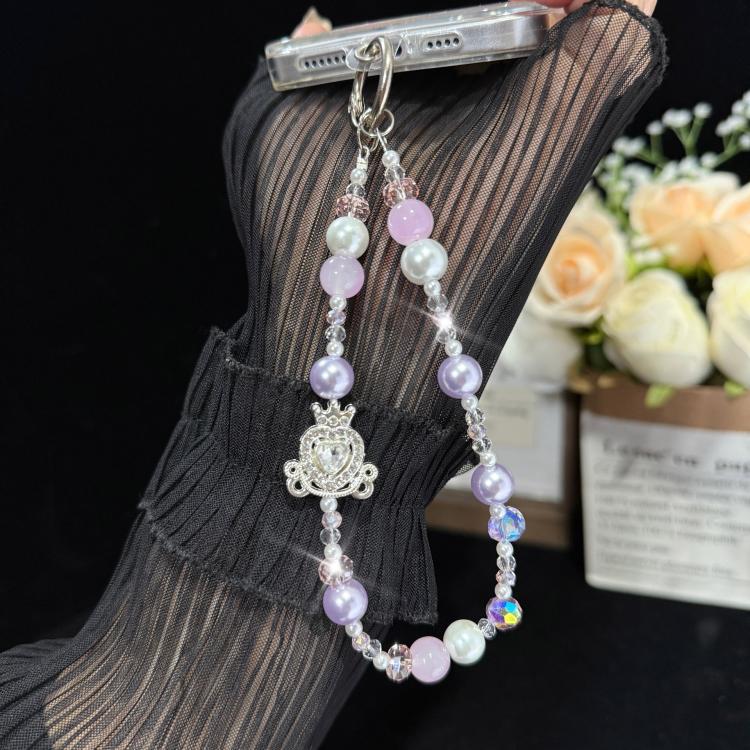 Crown & Heart Bead Crystal Chain(Purple) - Image 6