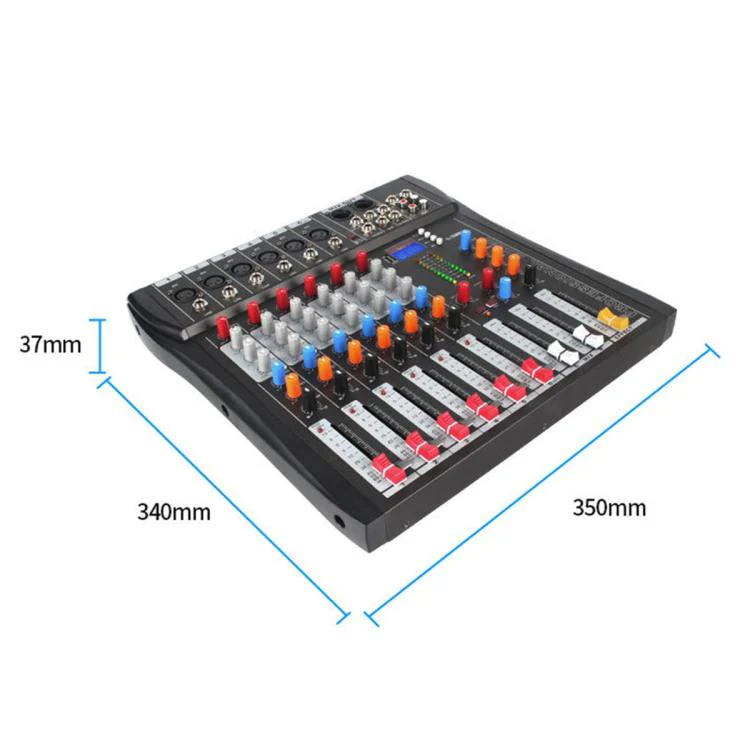 CT-6 6-Channel Professional Bluetooth Mixer with Amplifier, Plug Type:US Plug(Black Grey) - Image 12
