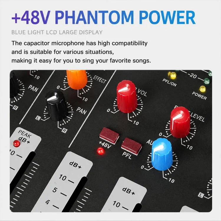 CT-8 8-Channel Professional Bluetooth Mixer USB Sound Card, Plug Type:US Plug(Black Grey) - Image 7