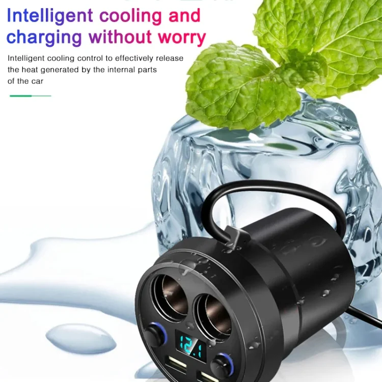 Cup Car Charger Dual USB Corded Cigarette Lighter Mobile Phone Charger(Black) - Image 5