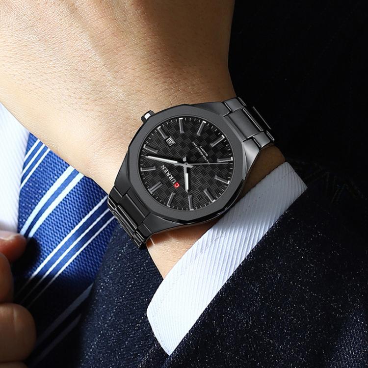 Curren Business Steel Band Calendar Men Quartz Watch(Black) - Image 7