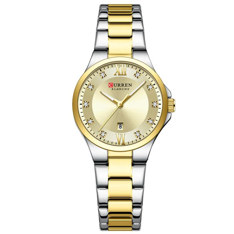 Curren Casual Steel Strap Ladies Calendar Watch(Gold)