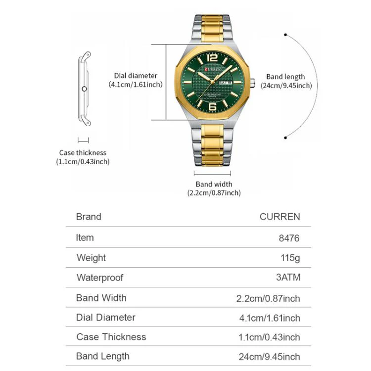 Curren Steel Band Calendar Men'S Business Quartz Watch(White Blue) - Image 3