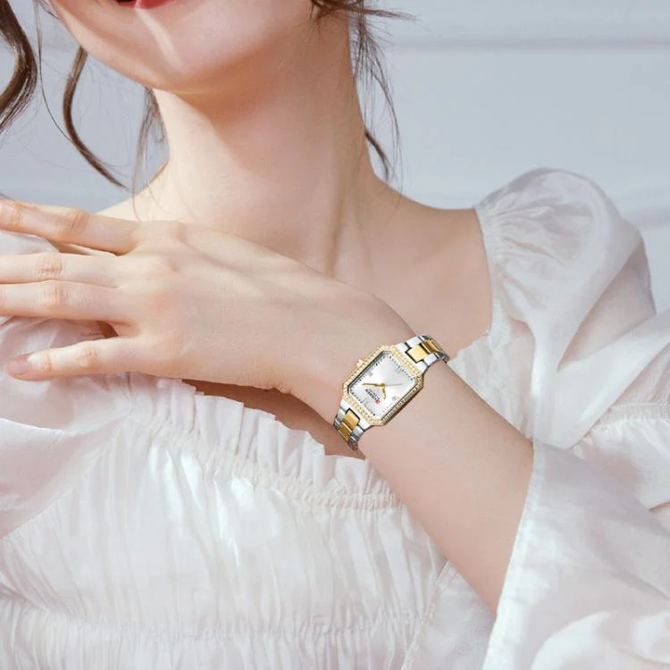 Curren Women Casual Steel Strap Watch(Gold White) - Image 6