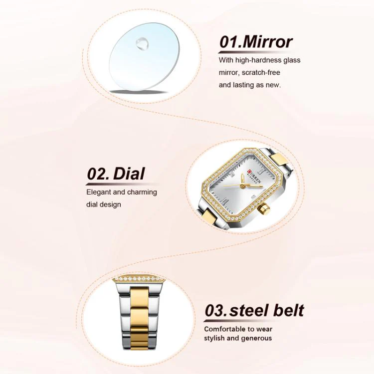 Curren Women Casual Steel Strap Watch(White Black) - Image 4