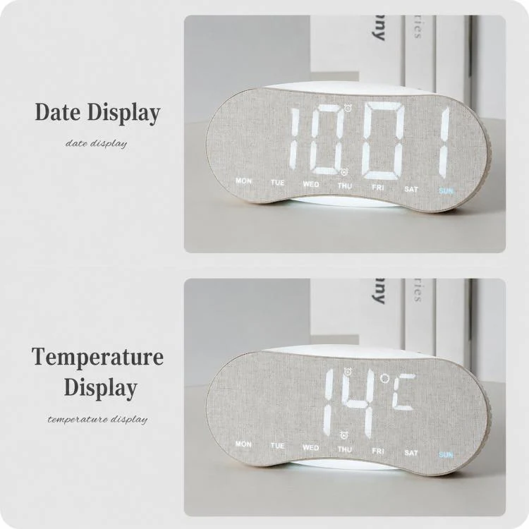 Curved LED Digital Wall Clock Large Display Desk Clock with Ambient Night Light, Day Date Temperature Dimmable for Bedroom Office(GH9032 Black Shell Green Light) - Image 4