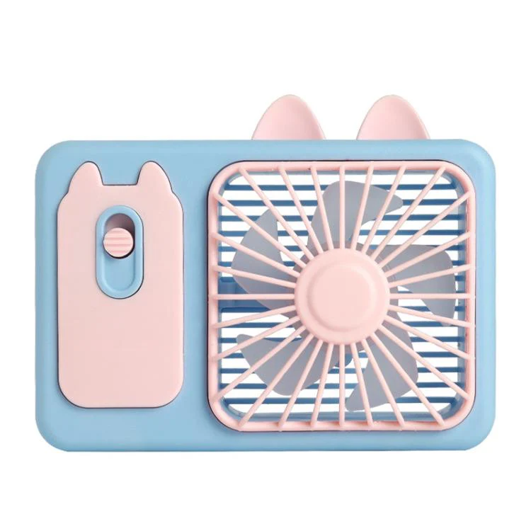 Cute Cartoon Kitten Camera Handheld Large Wind Rechargeable Fan With Stand Desktop Fan(Pink)